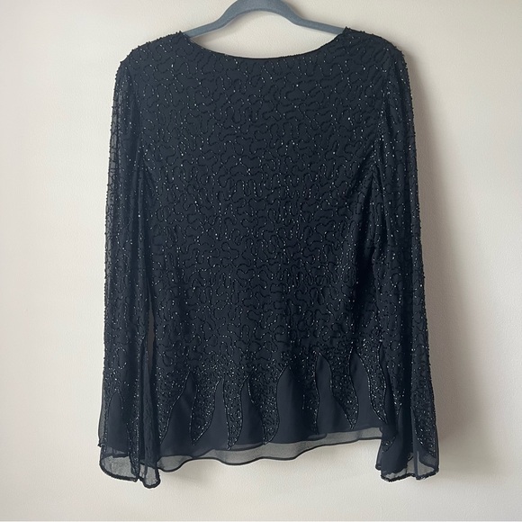 Beaded Black Vintage Beaded Blouse Size 8 - Picture 4 of 10